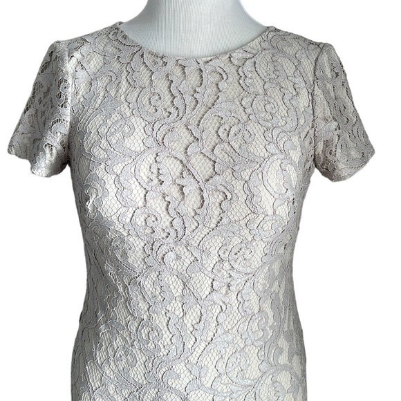 LAUREN RALPH LAUREN Women’s Lace Knee-Length Cocktail Dress Light Grey Size 4 - Picture 12 of 14